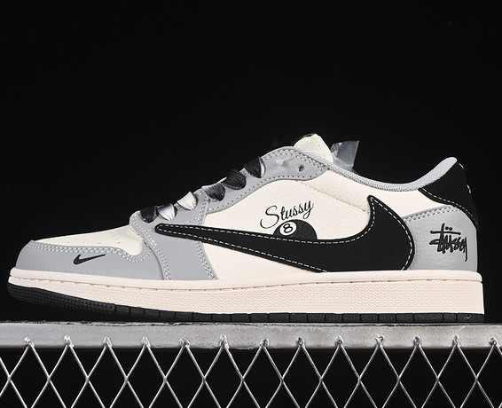 Travis Scott Fragment Air Jordan 1 Low OG SP Grey White Black Sneaker XS7089-601 (Women's US5.5-8 Men's US7-11)
