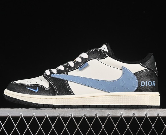 Travis Scott Fragment Air Jordan 1 Low OG SP Blue White Black Sneaker XZ5749-003 (Women's US5.5-8 Men's US7-11)
