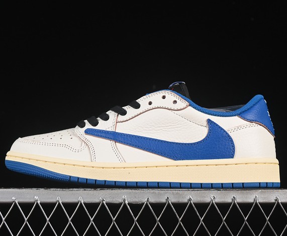 Jordan 1 Retro Low OG SP Fragment x Travis Scott Sail Black Muslin Military Blue DM7866-104 Sneaker (Women's US5.5-8 Men's US7-13)