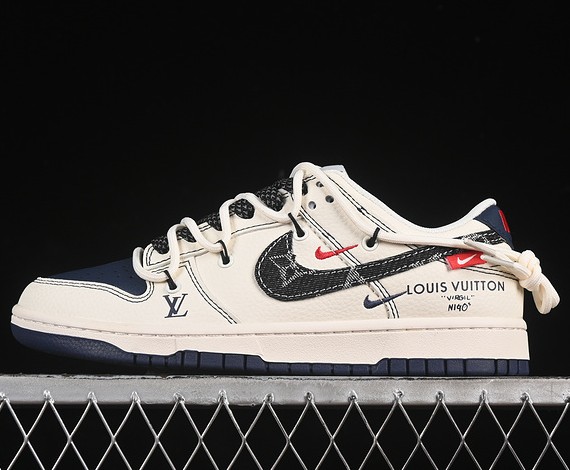 Nike SB Dunk Low LV White Black Navy FC1688-220 Sneaker (Women's US5.5-8 Men's US7-11)