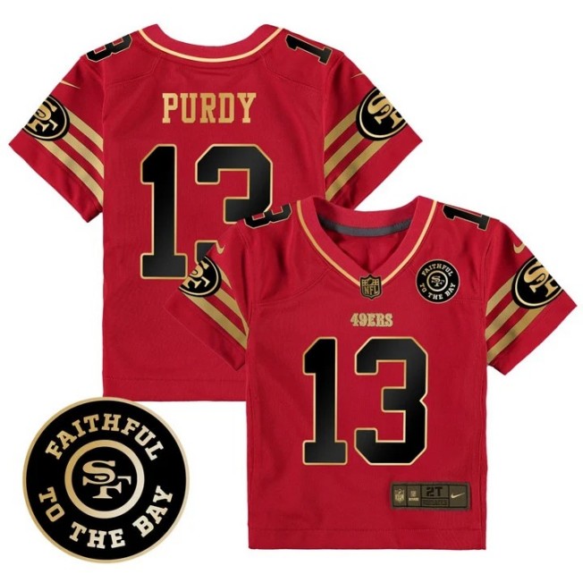Toddlers San Francisco 49ers #13 Brock Purdy Black Red Gold Stitched Scarlet Jersey