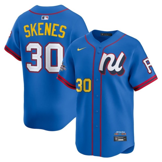 Men's National League #30 Paul Skenes Blue 2025 All-Star Edition Limited Stitched Baseball Jersey