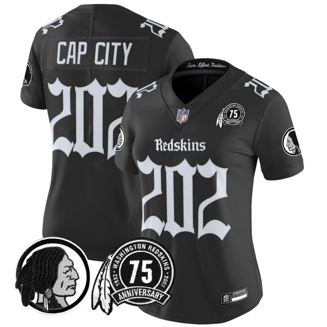 Women's Washington Redskins #202 Cap City  Black 'Gothic Capital Edition' Vapor Limited Stitched Jersey