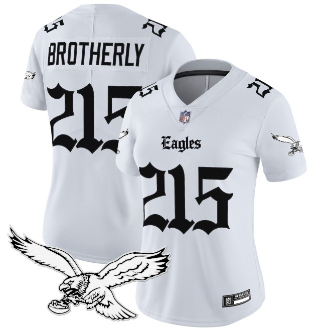 Women's Philadelphia Eagles #215 Brotherly White 'Gothic Philly Edition' Vapor Limited Stitched Jersey