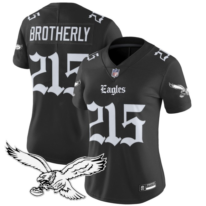 Women's Philadelphia Eagles #215 Brotherly Black 'Gothic Philly Edition' Vapor Limited Stitched Jersey