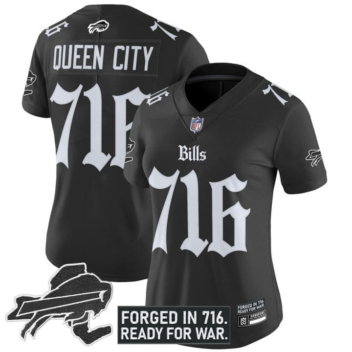 Women's Buffalo Bills #716 Queen City Black 'Gothic Cold Front Edition' Vapor Limited Stitched Jersey