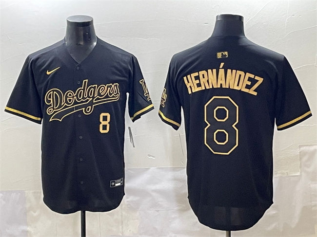 Men's Los Angeles Dodgers #8 Enrique Hernandez Black_Gold Limited Stitched Jersey