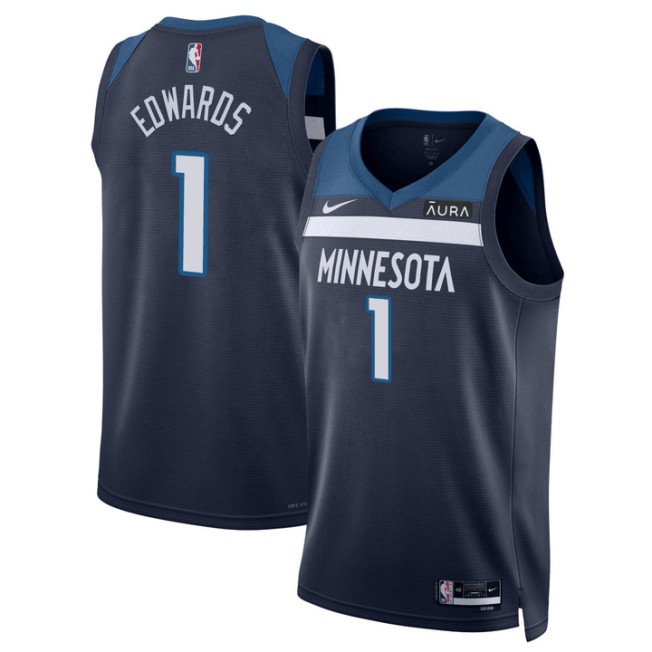 Men's Minnesota Timberwolves #1 Anthony Edwards Navy 2021 Nike Swingman Stitched NBA Jersey