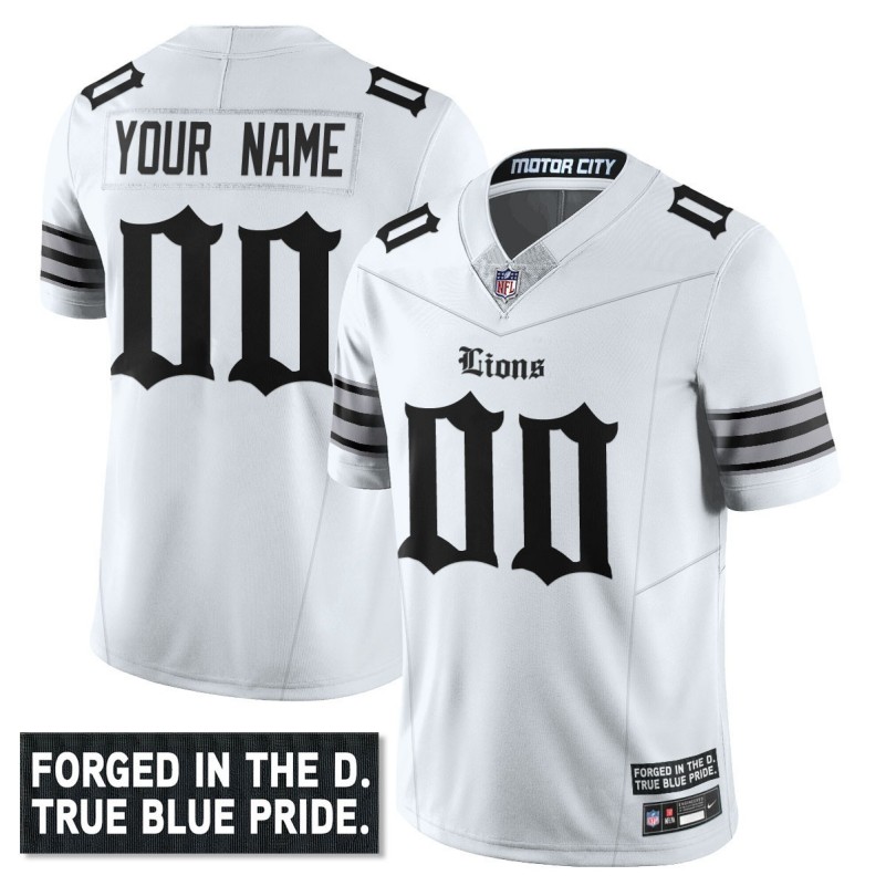 Detroit Lions 'Gothic Motor City Edition' Custom Vapor Limited Stitched Jersey White