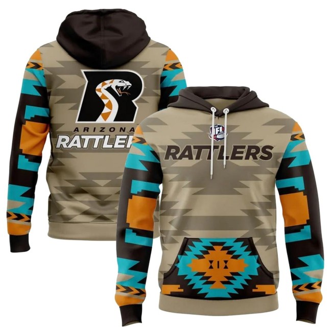 Men's Arizona Rattlers Native Pattern Pullover Stitched Hoodie