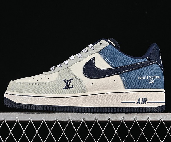Nike Air Force 1 '07 Low Khaki Navy Blue Dark Grey SC0601-551 LV Sneaker