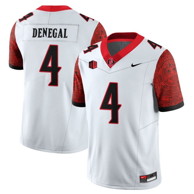 Men's San Diego State Aztecs #4 Jayden Denegal Nike 2025 Limited Football Stitched Jersey - White Scarlet