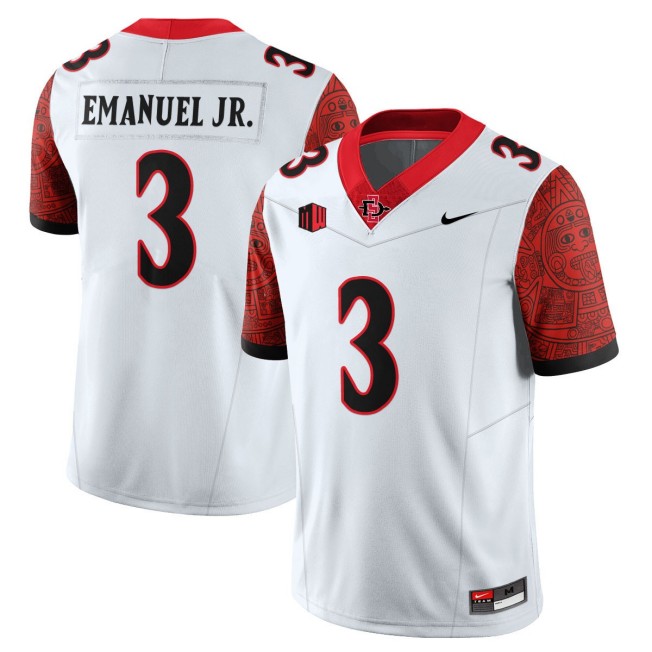 Men's San Diego State Aztecs #3 Bert Emanuel Jr. Nike 2025 Limited Football Stitched Jersey - White Scarlet