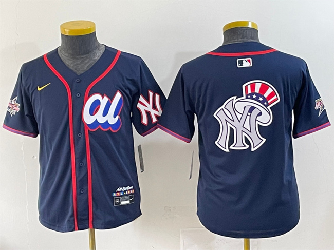 Youth American League New York Yankees Team Big Logo Navy 2025 All-Star Edition Limited Stitched Baseball Jerseys