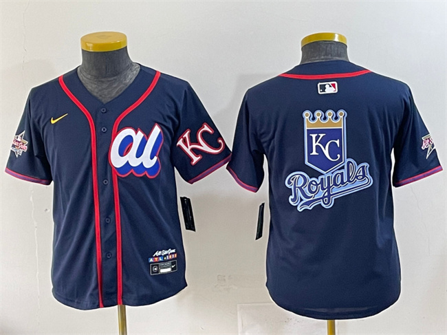 Youth American League Kansas City Royals Team Big Logo Navy 2025 All-Star Edition Limited Stitched Baseball Jerseys