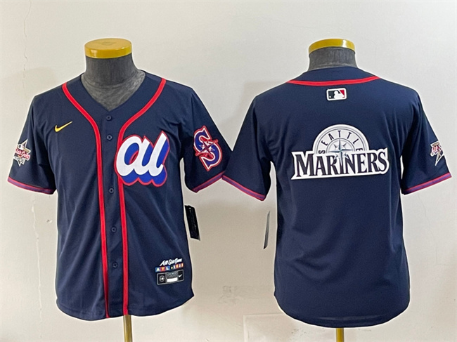Youth American League Seattle Mariners Team Big Logo Navy 2025 All-Star Edition Limited Stitched Baseball Jerseys