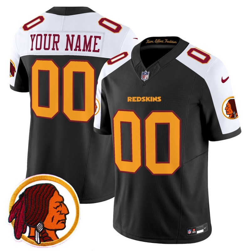 Washington Redskins Custom Black White Throwback Vapor Limited Stitched Jersey V2