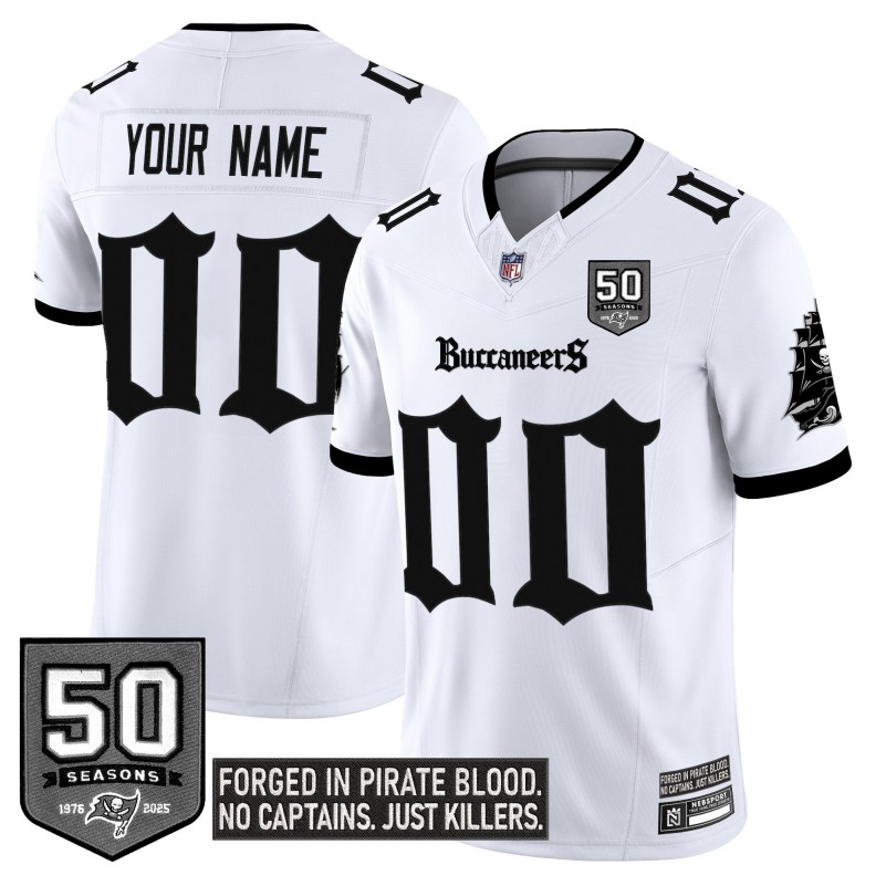 Tampa Bay Buccaneers Custom 'Gothic Pirate Shadows Edition' Limited Stitched Jersey White