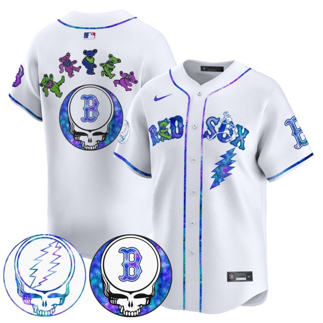 All Gender Boston Red Sox 'Grateful Dead Night' White Nike 2025 Limited Stitched Jersey