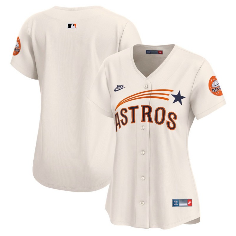Women's Houston Astros Custom 'Shooting Stars' Throwback Nike Stitched Jersey Cream