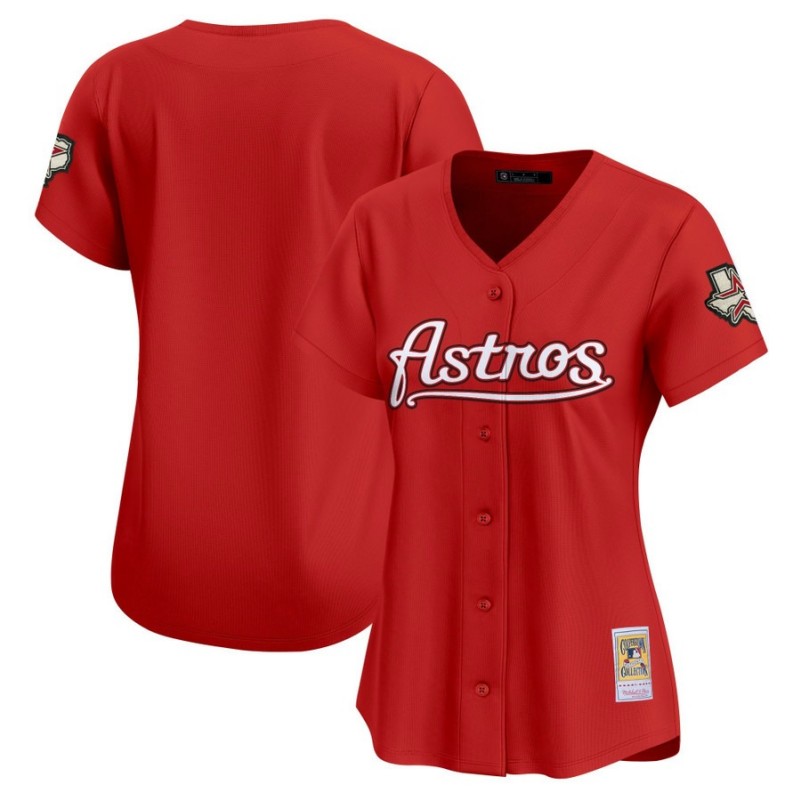 Women's Houston Astros Custom 'Brick Red' M&N Throwback Vapor Limited Stitched Baseball Jersey