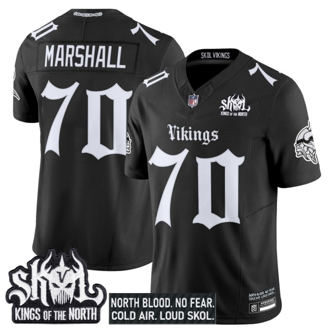 Men's Minnesota Vikings #70 Marshall Black 'Gothic Norseblood Edition' Vapor Limited Stitched NFL Jersey