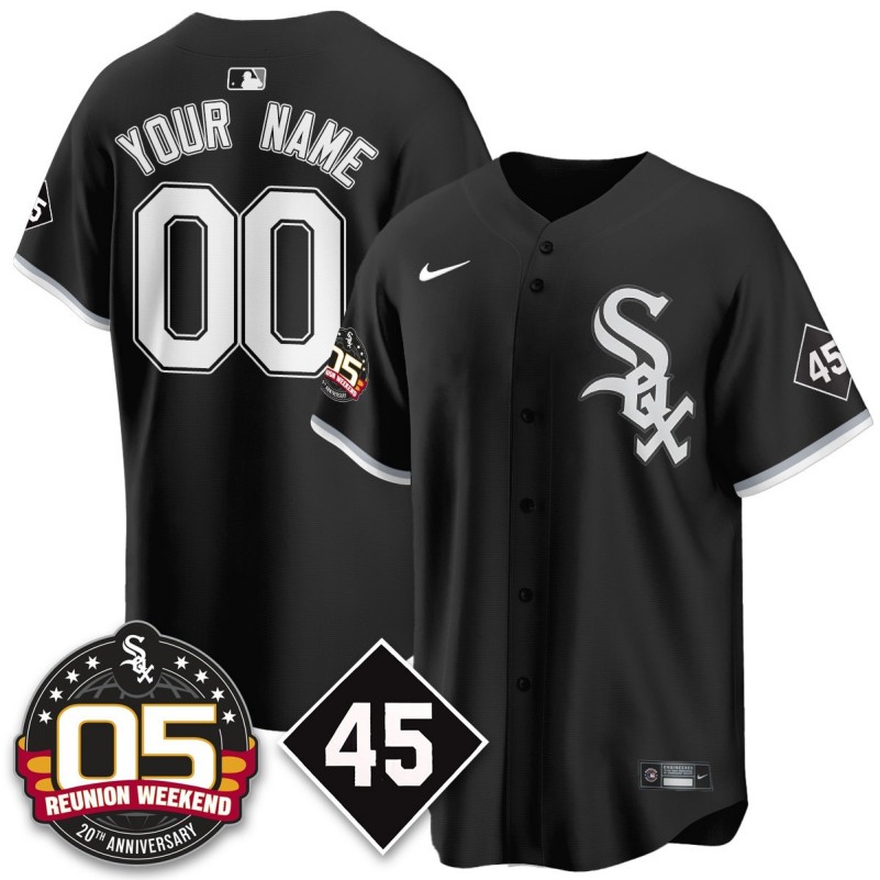 Nike All Gender Custom Chicago White Sox Bobby Jenks 2025 MLB Jersey - Black 2005 Reunion Weekend 20th Patch