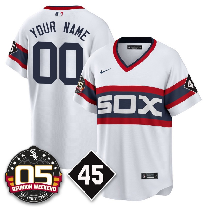 Nike All Gender Custom Chicago White Sox Bobby Jenks 2025 MLB Jersey - Cooperstown 2005 Reunion Weekend 20th Patch