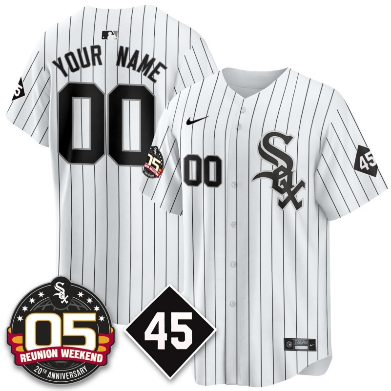 Nike All Gender Custom Chicago White Sox Bobby Jenks 2025 MLB Jersey - White 2005 Reunion Weekend 20th Patch