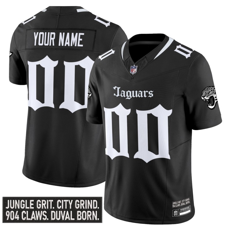 Jacksonville Jaguars Custom 'Gothic Duvall Shadows Edition' 2025 Vapor Limited Stitched Jersey Black