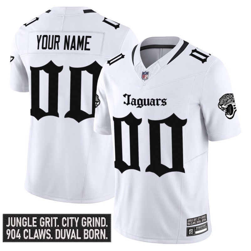 Jacksonville Jaguars Custom 'Gothic Duvall Shadows Edition' 2025 Vapor Limited Stitched Jersey White