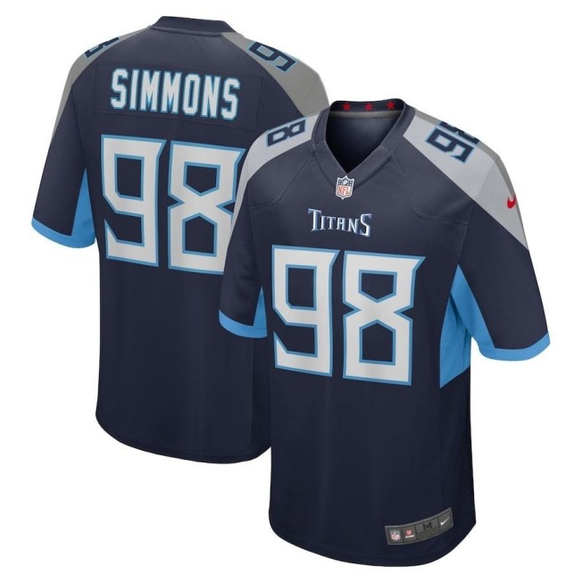 Men's Tennessee Titans #98 Jeffery Simmons Navy Nike Game Stitched Jersey