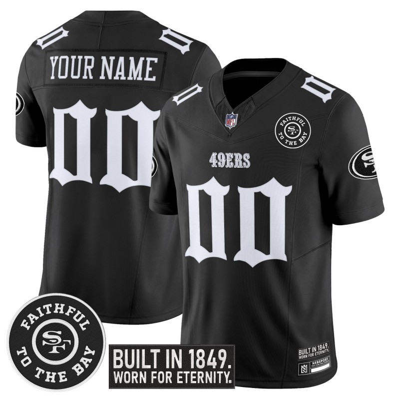 San Francisco 49ers 'Fog City Gothic Edition' Custom Vapor Limited Stitched Jersey - Black