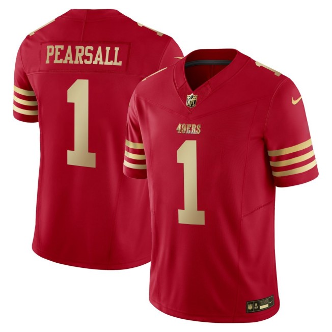 Men's SF 49ers #1 Ricky Pearsall Red Gold F.U.S.E. Vapor Limited Stitched Football Jersey