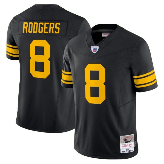 Men's Pittsburgh Steelers #8 Aaron Rodgers Black F.U.S.E. Vapor Limited Stitched Jersey - 1938 Throwback Tag