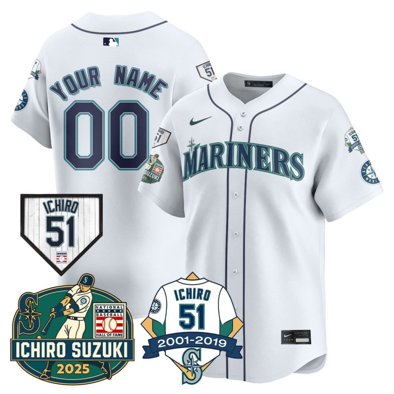 Nike Seattle Mariners Ichiro Number Retirement 2025 Custom MLB Jersey - White
