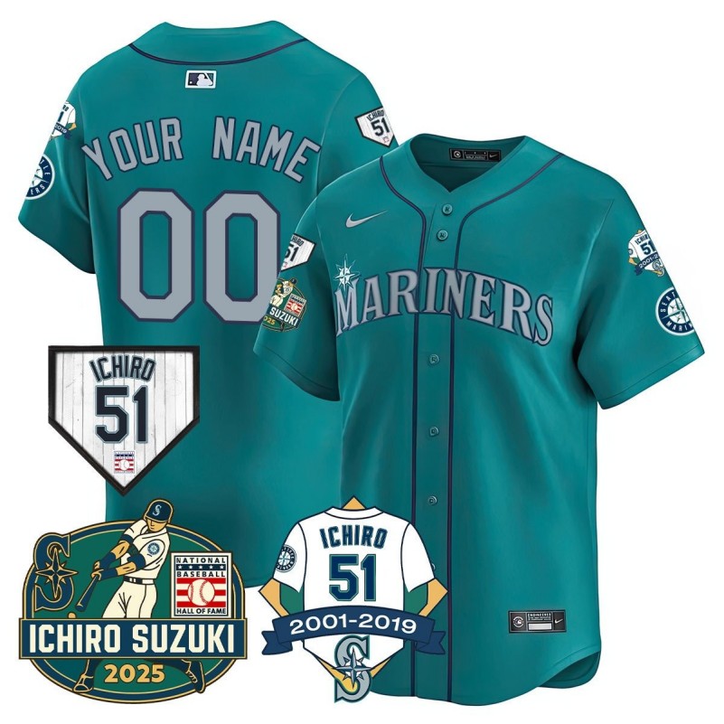 Nike Seattle Mariners Ichiro Number Retirement 2025 Custom MLB Jersey - Teal