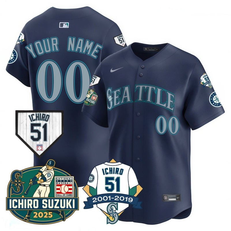 Nike Seattle Mariners Ichiro Number Retirement 2025 Custom MLB Jersey - Navy
