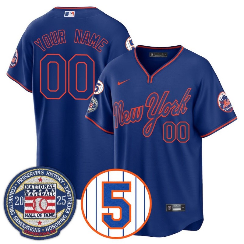 Nike New York Mets Number Retirement & Hall of Fame Gold 2025 Custom MLB Jersey - Royal Alternate