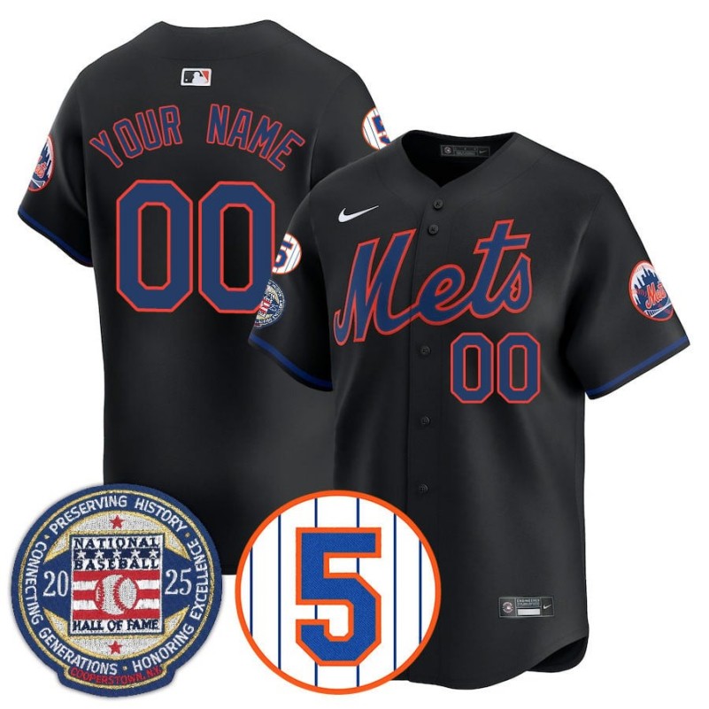Nike New York Mets Number Retirement & Hall of Fame Gold 2025 Custom MLB Jersey - Black