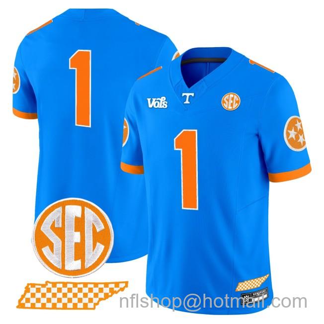 Nike Men's Tennessee Vols #1 'Blue Blaze Edition' Vapor Limited SEC Football Jersey