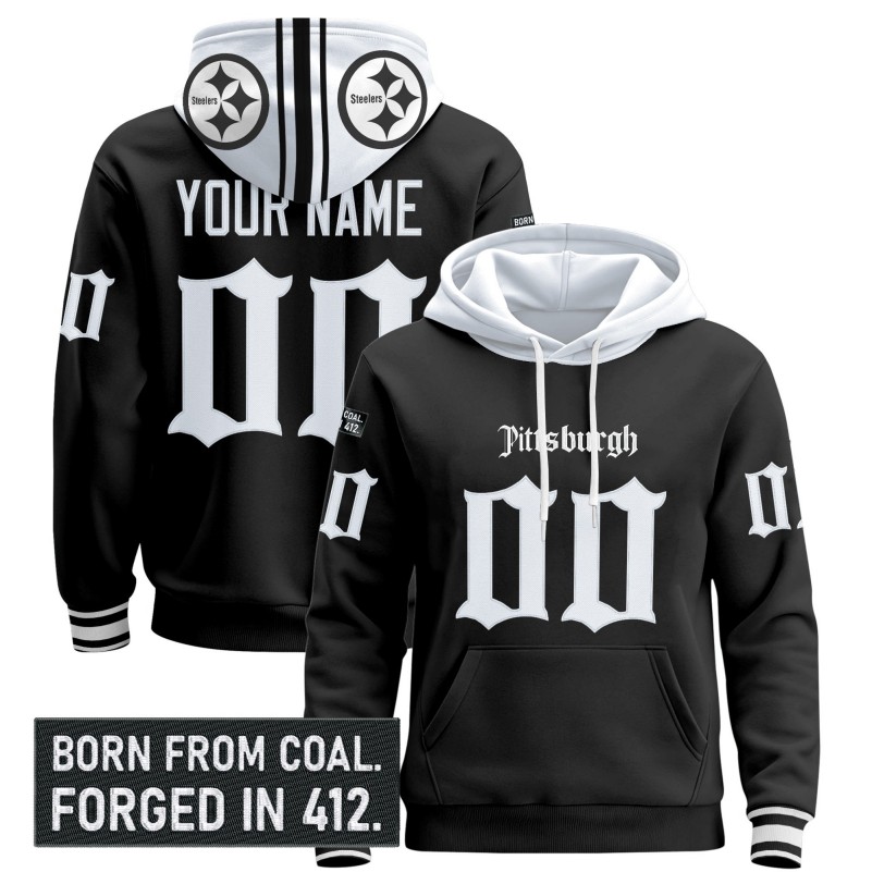 Pittsburgh Steelers Custom 'Gothic Steel City Edition' Stitched Pullover Hoodie - Black