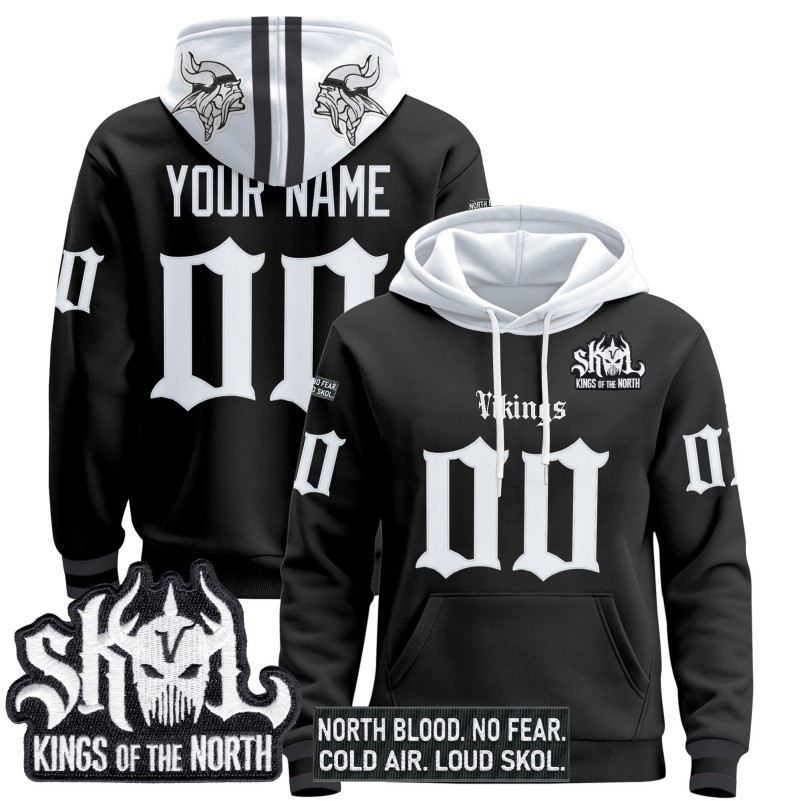 Minnesota Vikings Custom 'Gothic Norseblood Edition' Stitched Pullover Hoodie - Black