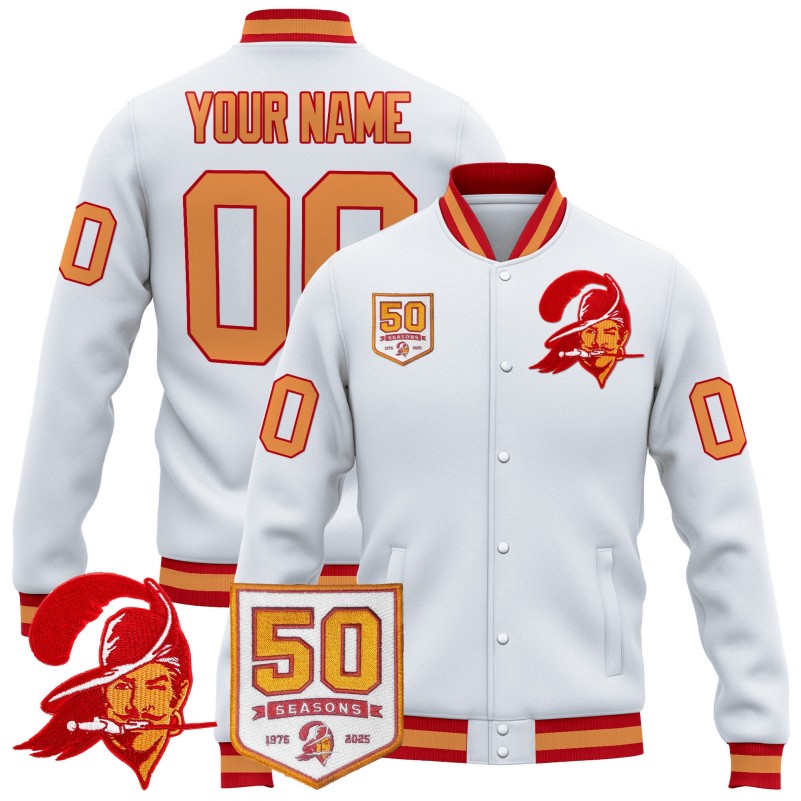 Tampa Bay Buccaneers All Gender Custom White Throwback Stitched Jacket