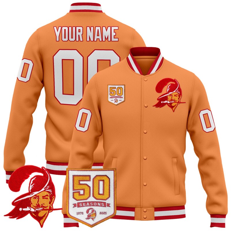 Tampa Bay Buccaneers Custom Creamsicle 1976 Throwback Stitched Jacket
