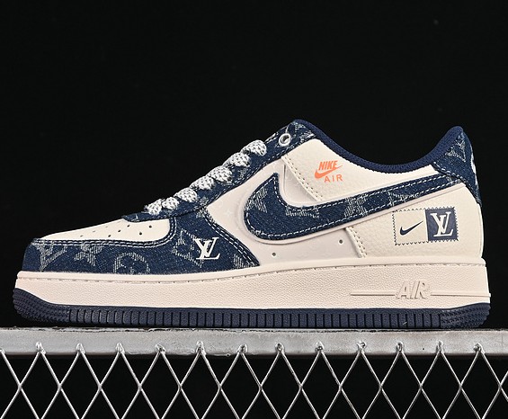 Nike Air Force 1 Low '07 White Navy Blue Grey YX5066-355 LV Sneaker