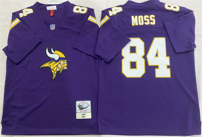 Men's Minnesota Vikings #84 Randy Moss Purple Mitchell & Ness Throwbacks Authentics Jersey