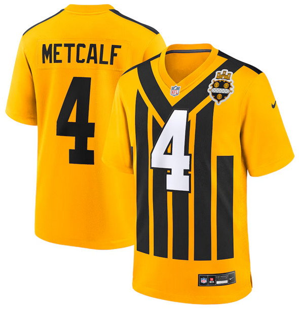 Men's Pittsburgh Steelers #4 DK Metcalf Gold 1933 Throwback Alternate Stitched Football Game Jersey