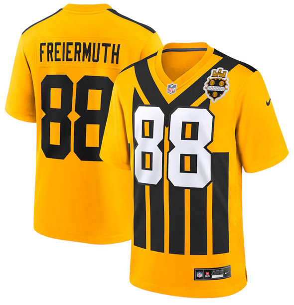 Men's Pittsburgh Steelers #88 Pat Freiermuth Gold 1933 Throwback Alternate Stitched Football Game Jersey