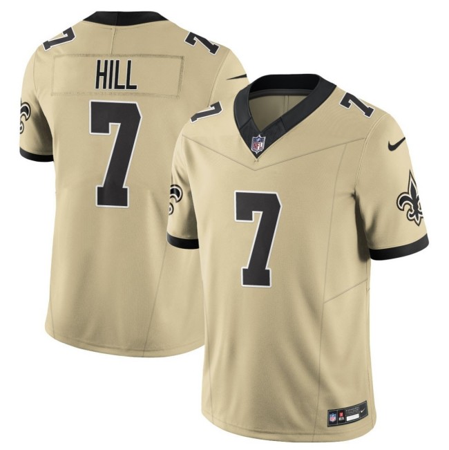 Men's New Orleans Saints #7 Taysom Hill Nike Gameday Golds 2025 F.U.S.E. Alternate Vapor Limited Stitched Football Jersey - Gold